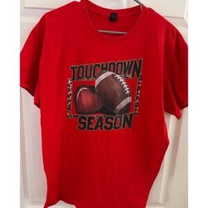 Touchdown Season Football Red and leopard Womens T-shirt
